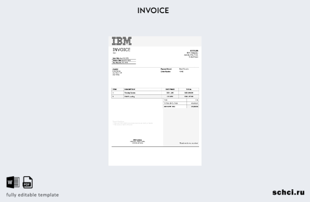 цифровая загрузка шаблона счета фактуры IBM в США